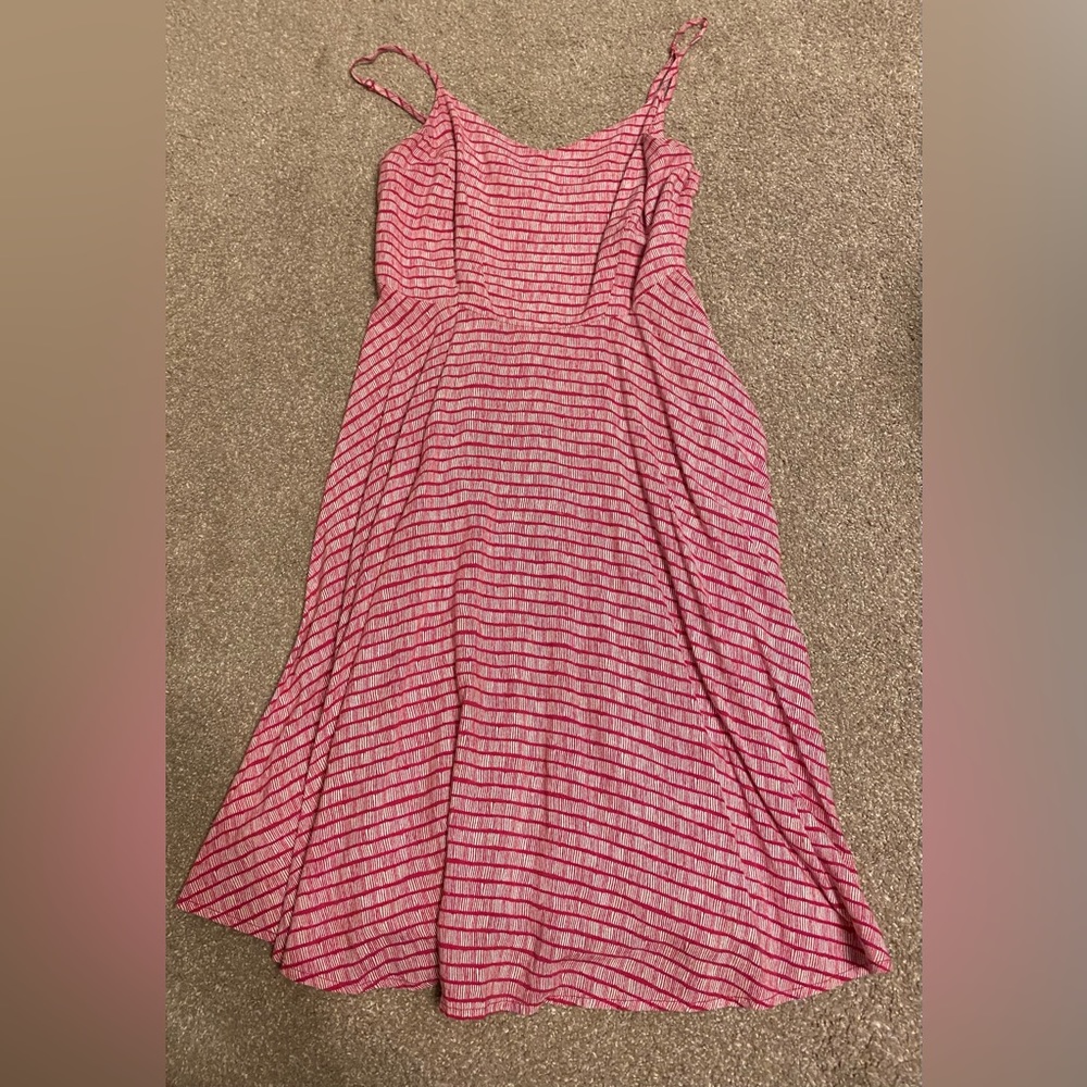 Old Navy pink and white flare dress